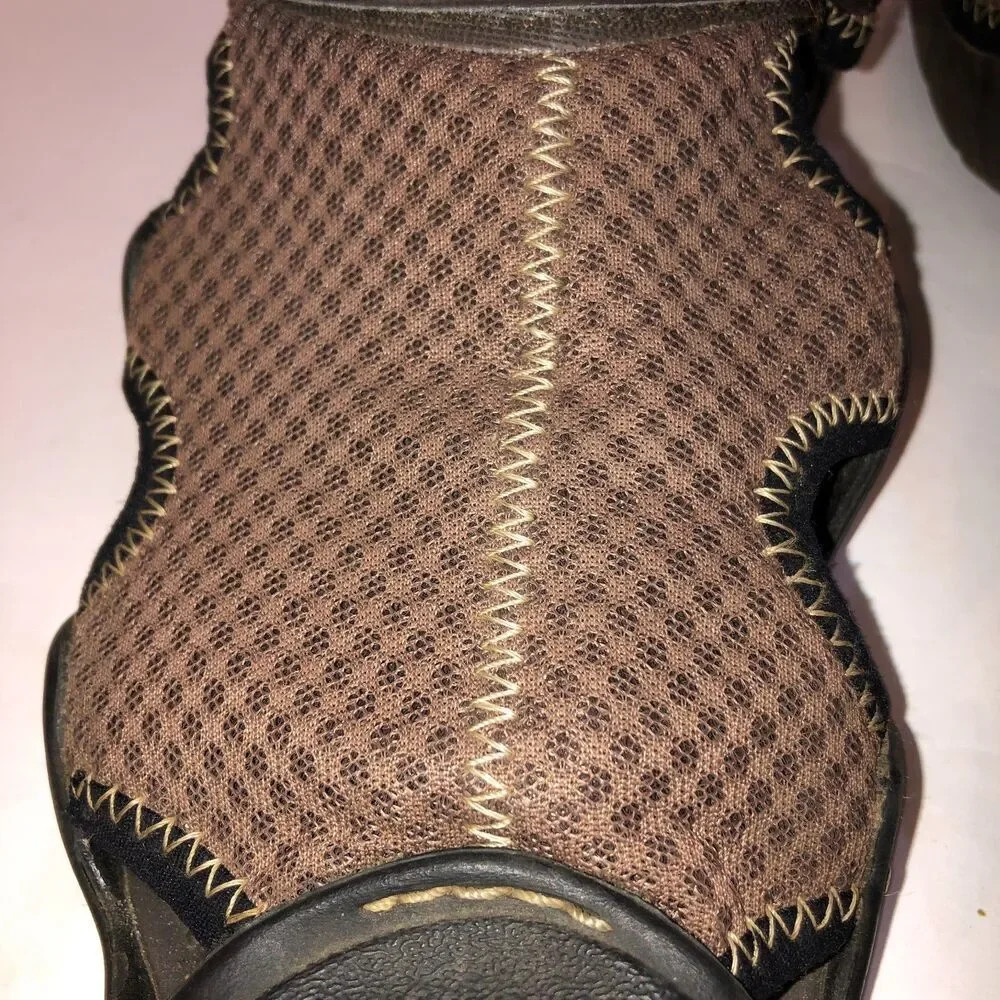 Crocs Mens Size 10 Brown Black Swiftwater Fisherman Mesh Deck Sandals Shoes